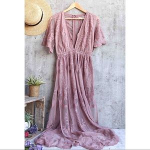 Honey Punch Dusty Pink Maxi Romper NWOT